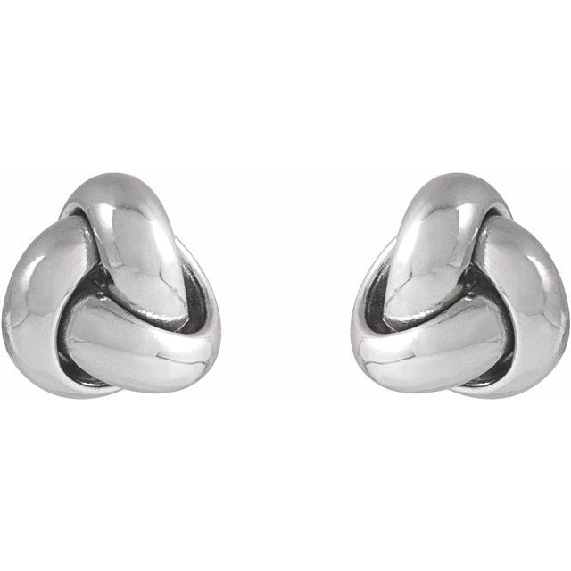 14K White 6 mm Knot Earrings