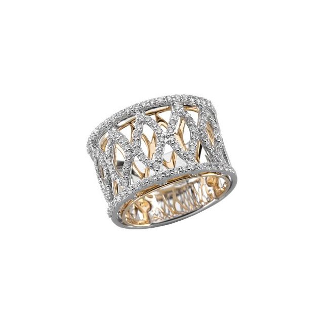 14K White & Yellow 3/4 CTW Natural Diamond Anniversary Band