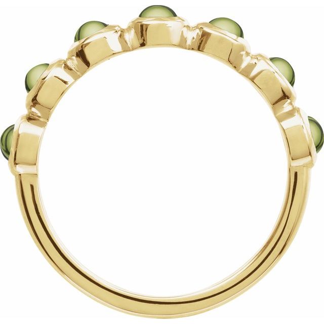 14K Yellow Cabochon Natural Peridot Stackable Ring
