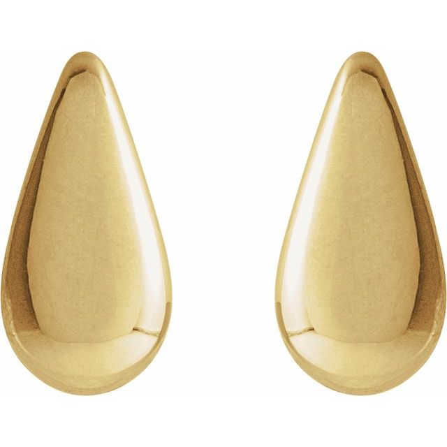 14K Yellow Teardrop Stud Earrings