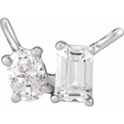 14K White 1/3 CTW Lab-Grown Diamond Two-Stone Necklace Center