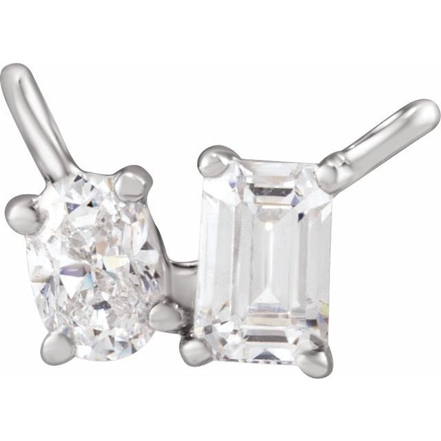 14K White 1/3 CTW Lab-Grown Diamond Two-Stone Necklace Center