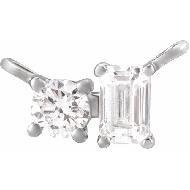 14K White 1/3 CTW Lab-Grown Diamond Two-Stone Necklace Center