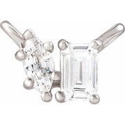 14K White 1/4 CTW Natural Diamond Two-Stone Necklace Center