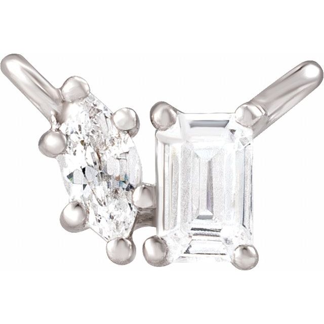 14K White 1/4 CTW Lab-Grown Diamond Two-Stone Necklace Center