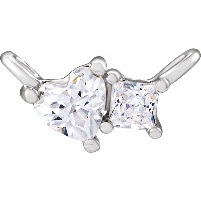 14K White 1/4 CTW Lab-Grown Diamond Two-Stone Necklace Center