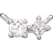 14K White 1/6 CTW Lab-Grown Diamond Two-Stone Necklace Center