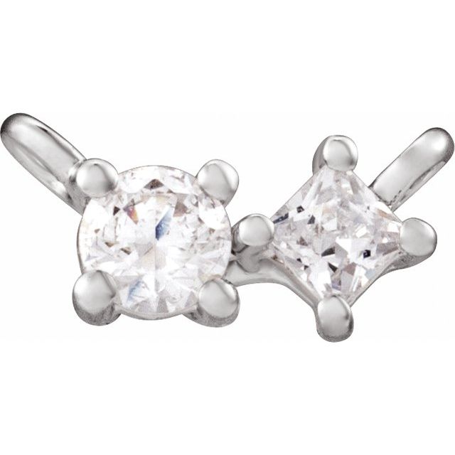 14K White 1/6 CTW Lab-Grown Diamond Two-Stone Necklace Center