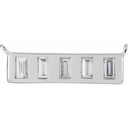 14K White 3/8 CTW Natural Diamond Bar Necklace Center