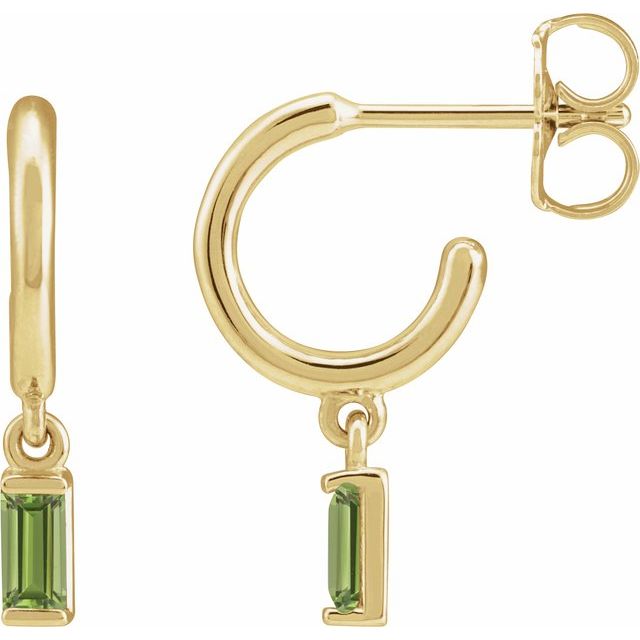 14K Yellow Natural Peridot 17.6 mm Hoop Earrings