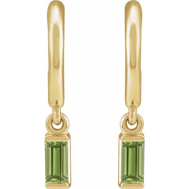 14K Yellow Natural Peridot 17.6 mm Hoop Earrings