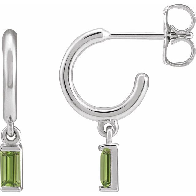 14K White Natural Peridot 17.6 mm Hoop Earrings