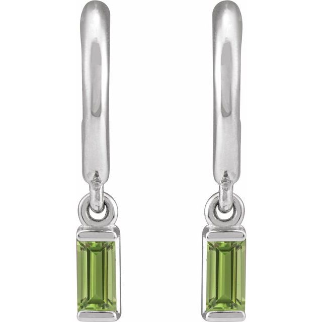14K White Natural Peridot 17.6 mm Hoop Earrings