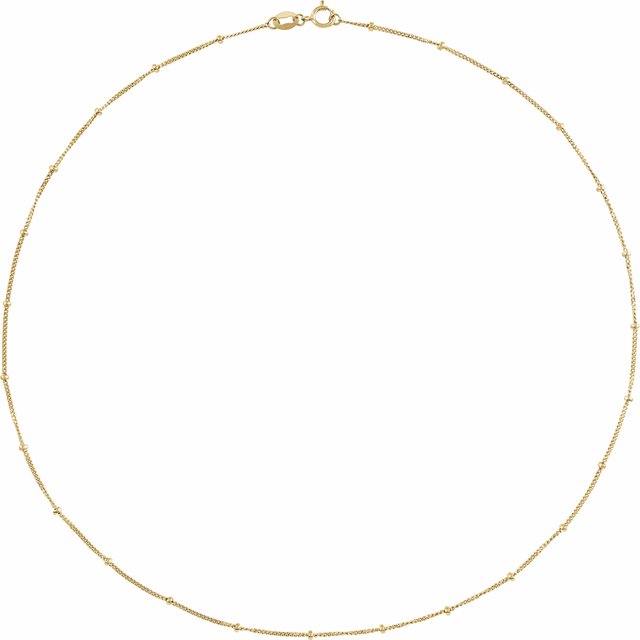 14K Yellow 1 mm Beaded Curb 20' Chain