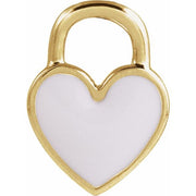 14K Yellow White Enamel Heart Pendant