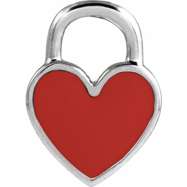 Sterling Silver Red Enamel Heart Pendant
