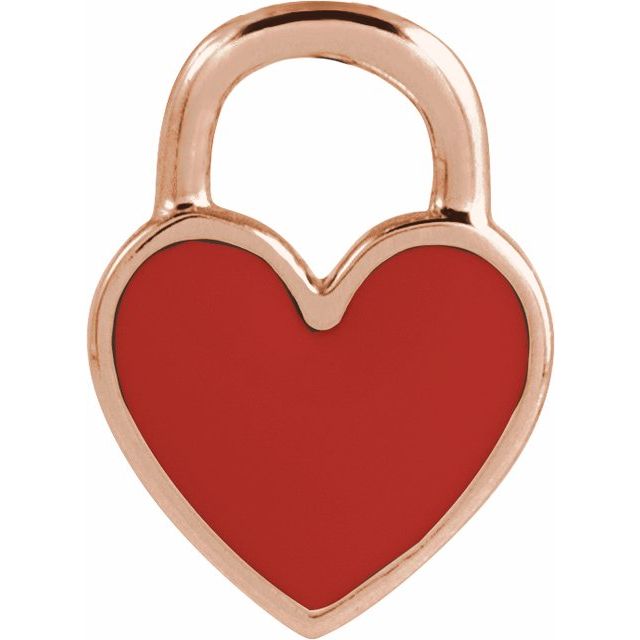 14K Rose Red Enamel Heart Pendant