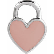 14K White Pink Enamel Heart Pendant