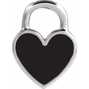 14K White Black Enamel Heart Pendant
