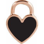 14K Rose Black Enamel Heart Pendant