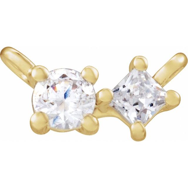 14K Yellow 1/6 CTW Natural Diamond Two-Stone Necklace Center