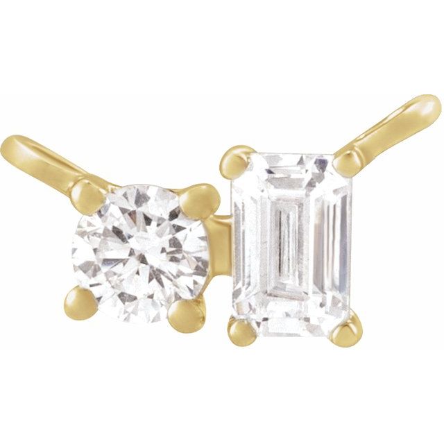 14k Yellow 1/3 Ctw Lab-grown Diamond Two-stone Necklace Center