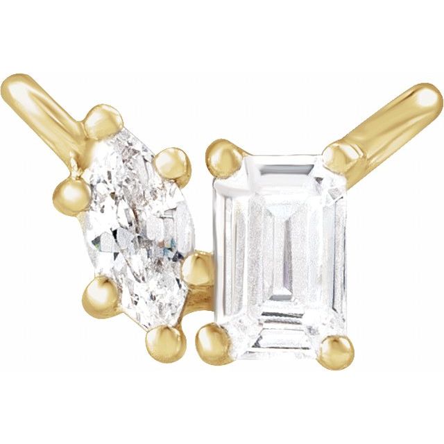 14k Yellow 1/4 Ctw Lab-grown Diamond Two-stone Necklace Center
