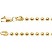 14K Yellow 3 mm Hollow Bead 7' Chain