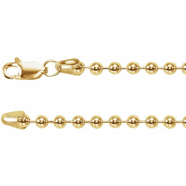 14k Yellow 3 Mm Hollow Bead 18' Chain