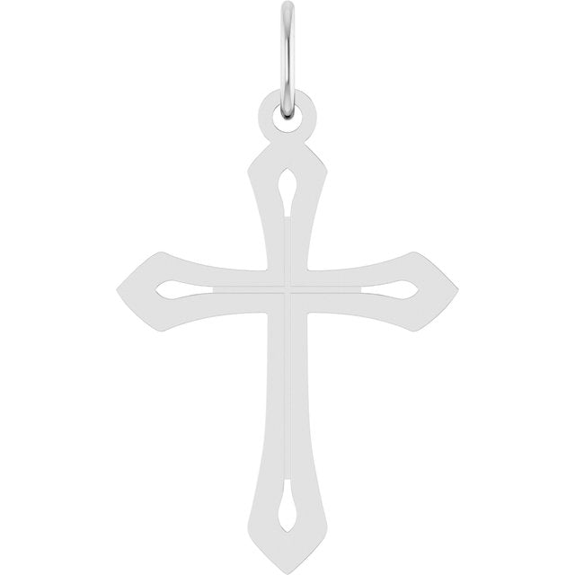 14K White Cross Pendant