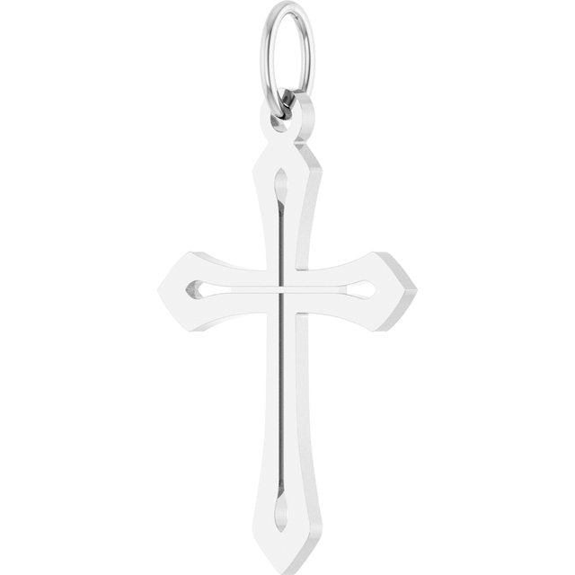 14K White Cross Pendant