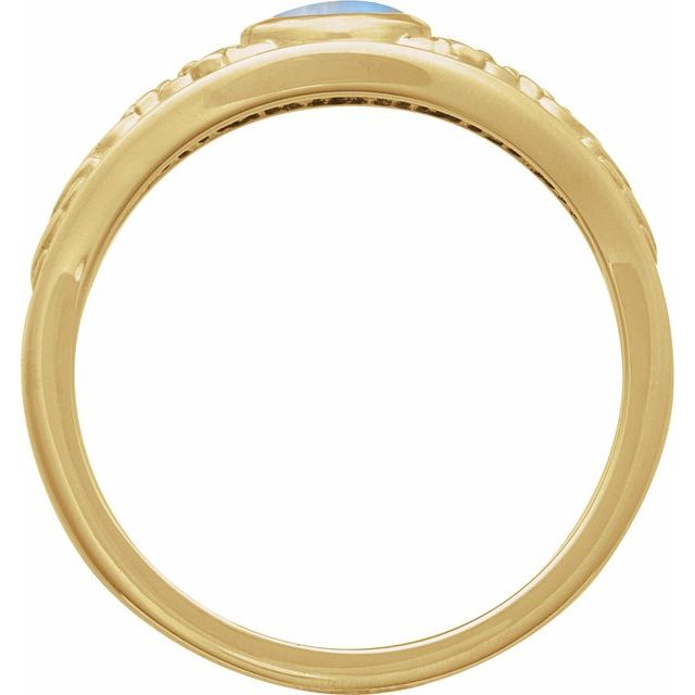 14k Yellow Natural Moonstone Cabochon Floral Ring