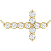 14k Yellow 1/3 Ctw Lab-grown Diamond Sideways Cross Necklace Center