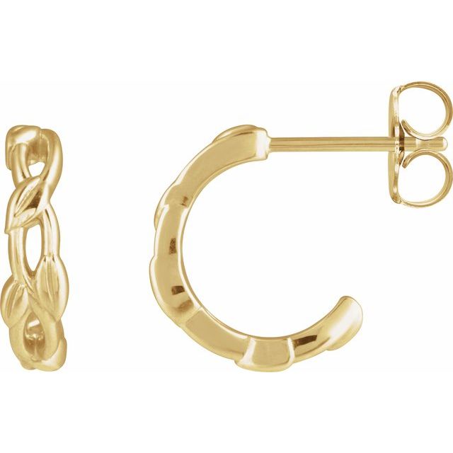 14K Yellow Nature 12.9 mm Right Hoop Earring