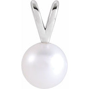 14K White Cultured White Akoya Pearl Pendant
