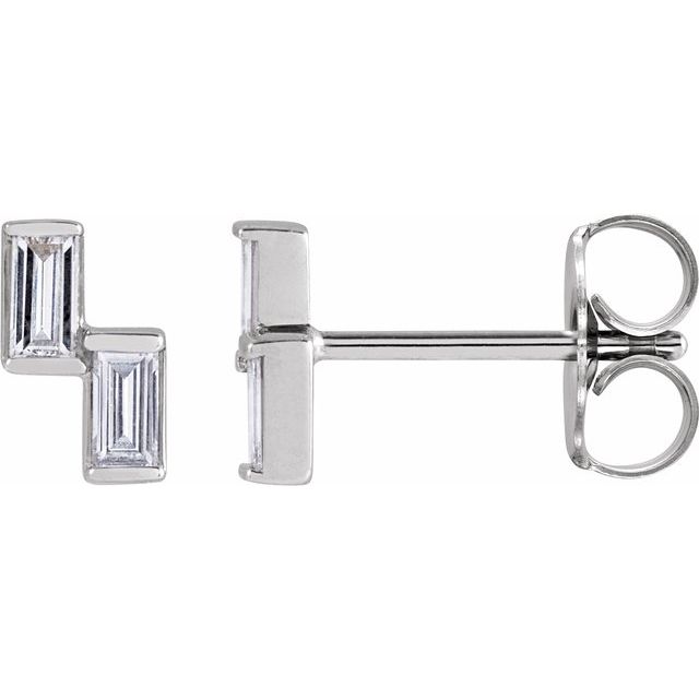 14K White 1/4 CTW Natural Diamond Two-Stone Stud Earrings