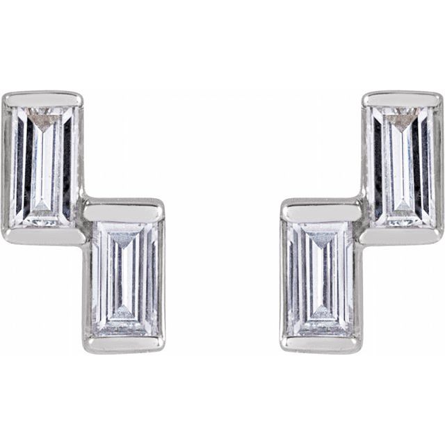14K White 1/4 CTW Natural Diamond Two-Stone Stud Earrings