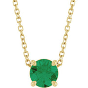 14K Yellow 5.5 mm Lab-Grown Emerald 16-18' Necklace
