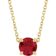 14K Yellow 5.5 mm Lab-Grown Ruby 16-18' Necklace
