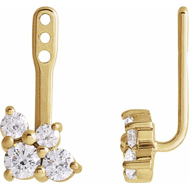 14k Yellow 3/8 Ctw Natural Diamond Earring Jackets