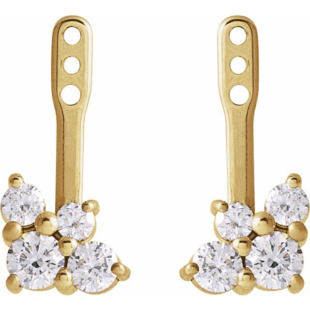 14k Yellow 3/8 Ctw Natural Diamond Earring Jackets