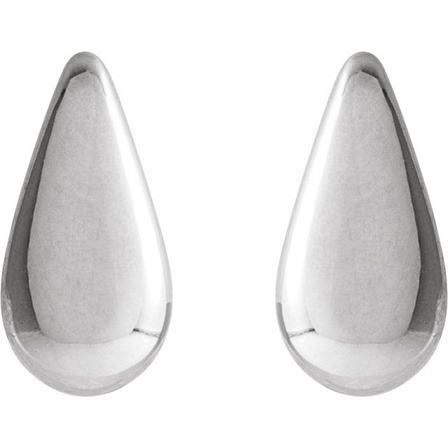 14K White Teardrop Stud Earrings