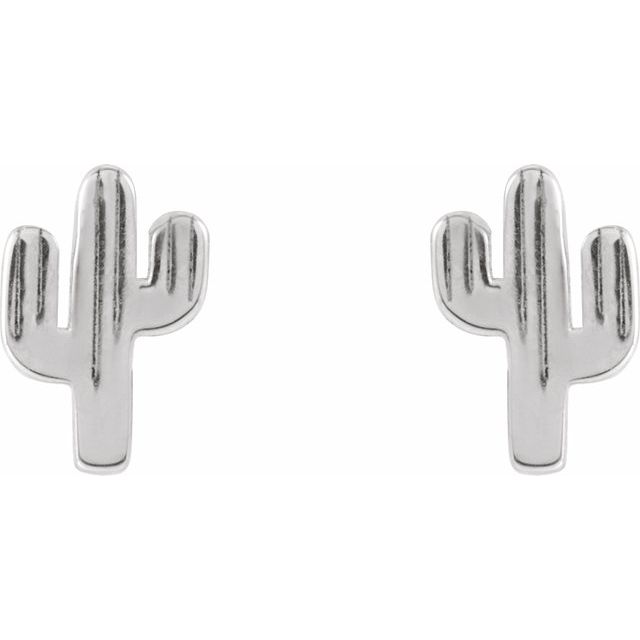 14K White Cactus Earrings