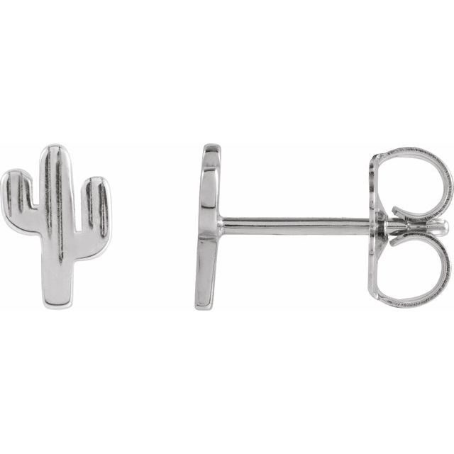 14K White Cactus Earrings