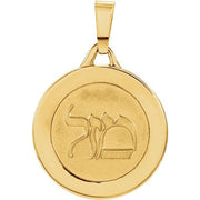 14K Yellow 15 mm Round Mazel Good Luck Medal