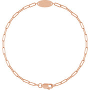 14K Rose Engravable Oval 7' Bracelet