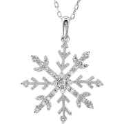 Sterling Silver Imitation White Cubic Zirconia Snowflake 18' Necklace