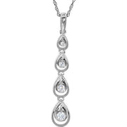 Sterling Silver Imitation White Cubic Zirconia Graduated Teardrop 18' Necklace