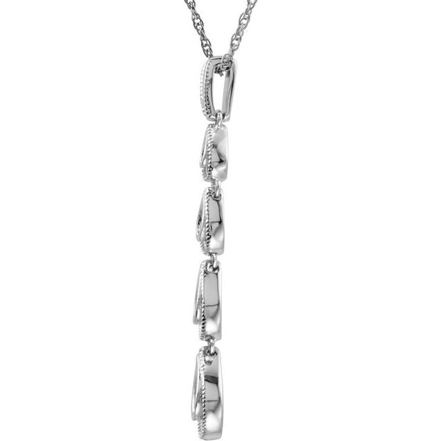 Sterling Silver Imitation White Cubic Zirconia Graduated Teardrop 18' Necklace