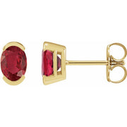 14K Yellow 6x4 mm Lab-Grown Ruby Stud Earrings